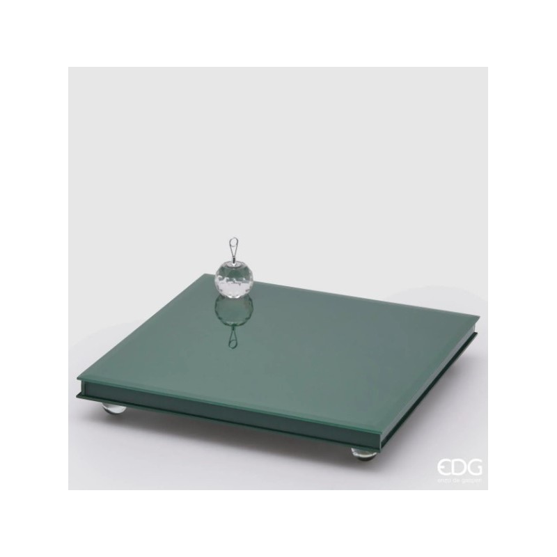 Enzo De Gasperi Alzata in Specchio Verde con Piedi H5x30x30 cm
