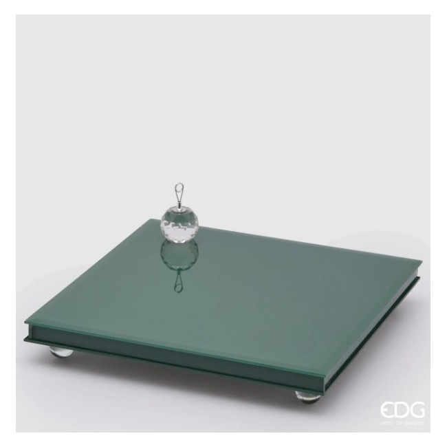 Enzo De Gasperi Alzata in Specchio Verde con Piedi H5x30x30 cm