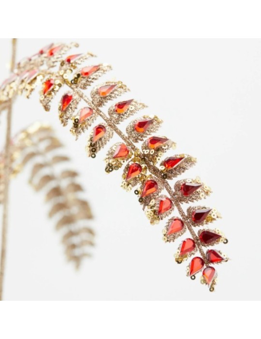 Ramo Artificiale Felce Diamonds Rosso e Oro EDG...