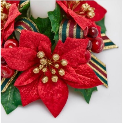 CORONA STELLA NATALE C/NASTRO ROSSO  2