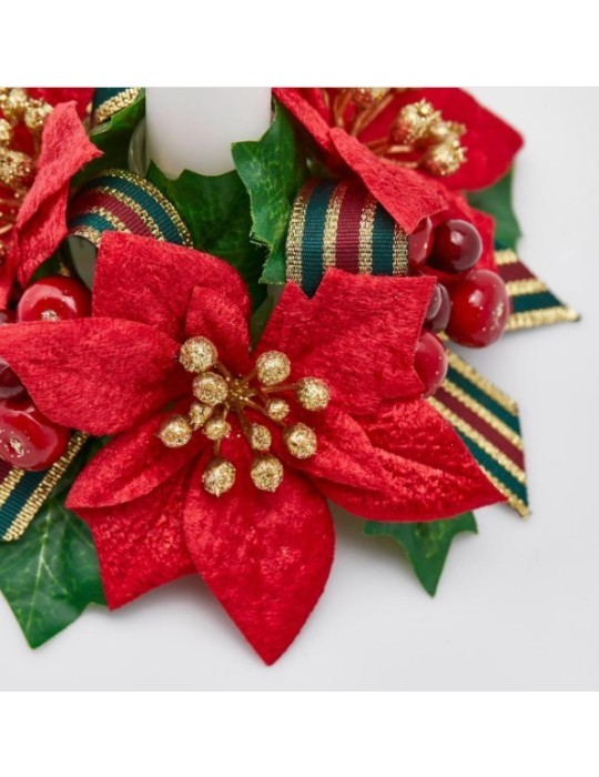 CORONA STELLA NATALE C/NASTRO ROSSO 