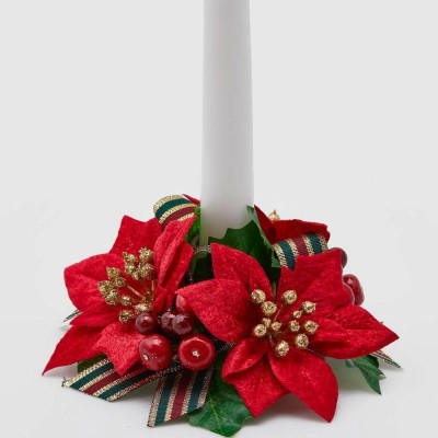 CORONA STELLA NATALE C/NASTRO ROSSO
