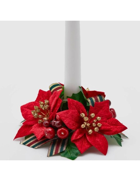 CORONA STELLA NATALE C/NASTRO ROSSO 