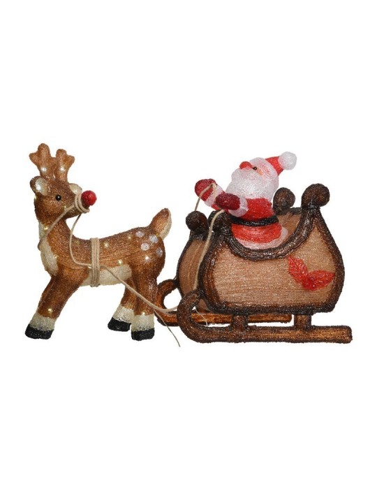 LED BABBO NATALE SU SLITTA CON RENNA – KAEMINGK