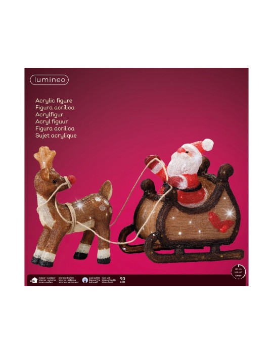 LED BABBO NATALE SU SLITTA CON RENNA – KAEMINGK