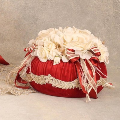 PUFFO VELLUTO C/TRINETTA 2ROSE E ORTENSIA