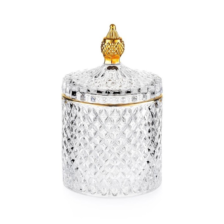 Emò Italia Porta bonbon Eterea vetro e oro alta 17 cm