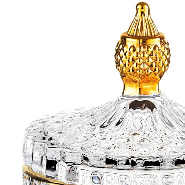 Scatola Portabonbon in Vetro Trasparente e Oro...