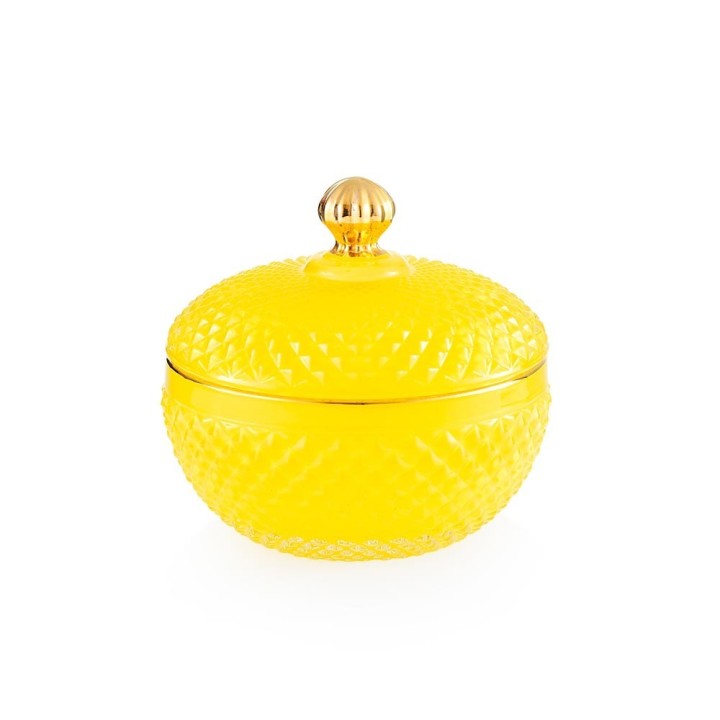 Emò Italia Scatola Medina in vetro giallo e oro alta 8,5 cm