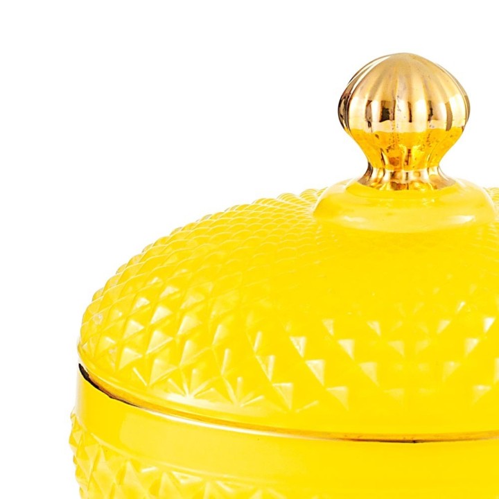 Emò Italia Scatola Medina in vetro giallo e oro alta 8,5 cm