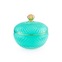 Emò Italia Scatola Medina in vetro verde e oro alta 8,5 cm
