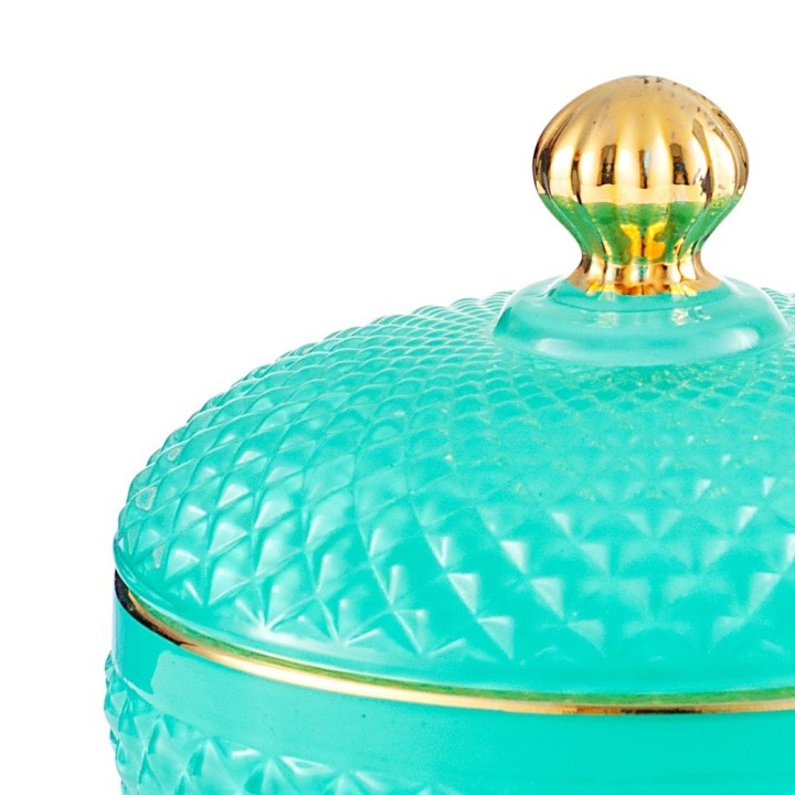 Emò Italia Scatola Medina in vetro verde e oro alta 8,5 cm