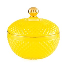 Emò Italia Scatola Medina in vetro giallo e oro alta 11 cm