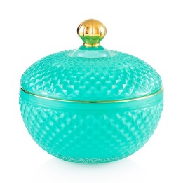 Emò Italia Scatola Medina in vetro verde e oro alta 11 cm