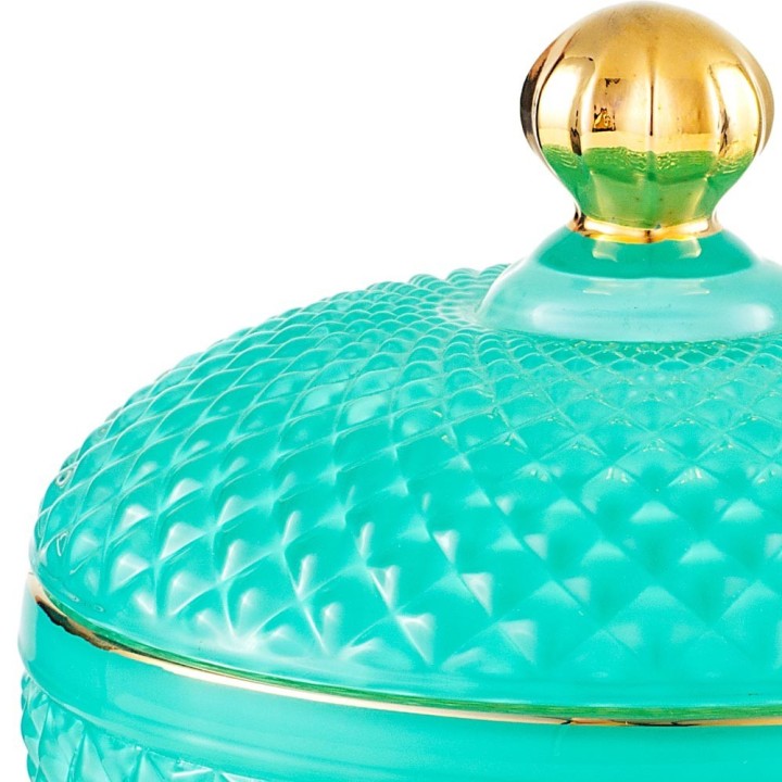 Emò Italia Scatola Medina in vetro verde e oro alta 11 cm