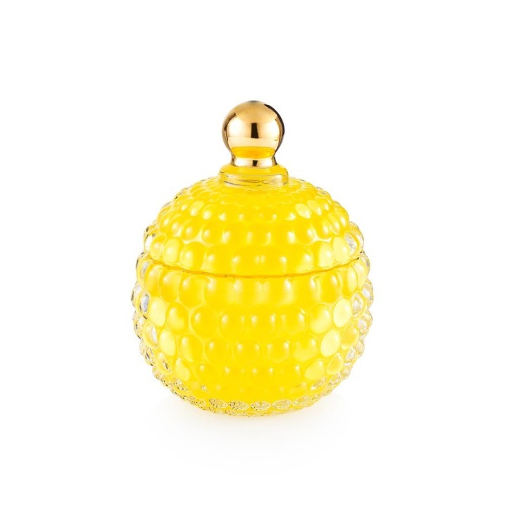 Emò Italia Scatola Medina bombata in vetro giallo alta 11 cm