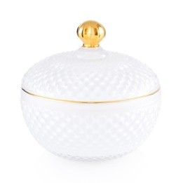 Emò Italia Candela Medina in vetro bianco e oro alta 11 cm