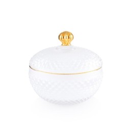 Emò Italia Candela Medina in vetro bianco e oro alta 8,5 cm