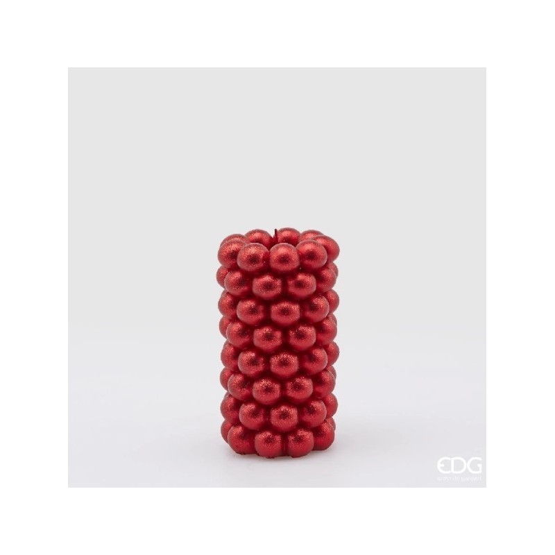 Candela Moccolo Decorativa a Sfere H15 cm Rosso...