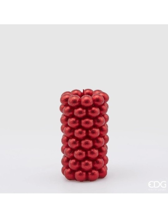 Candela Moccolo Decorativa a Sfere H15 cm Rosso...