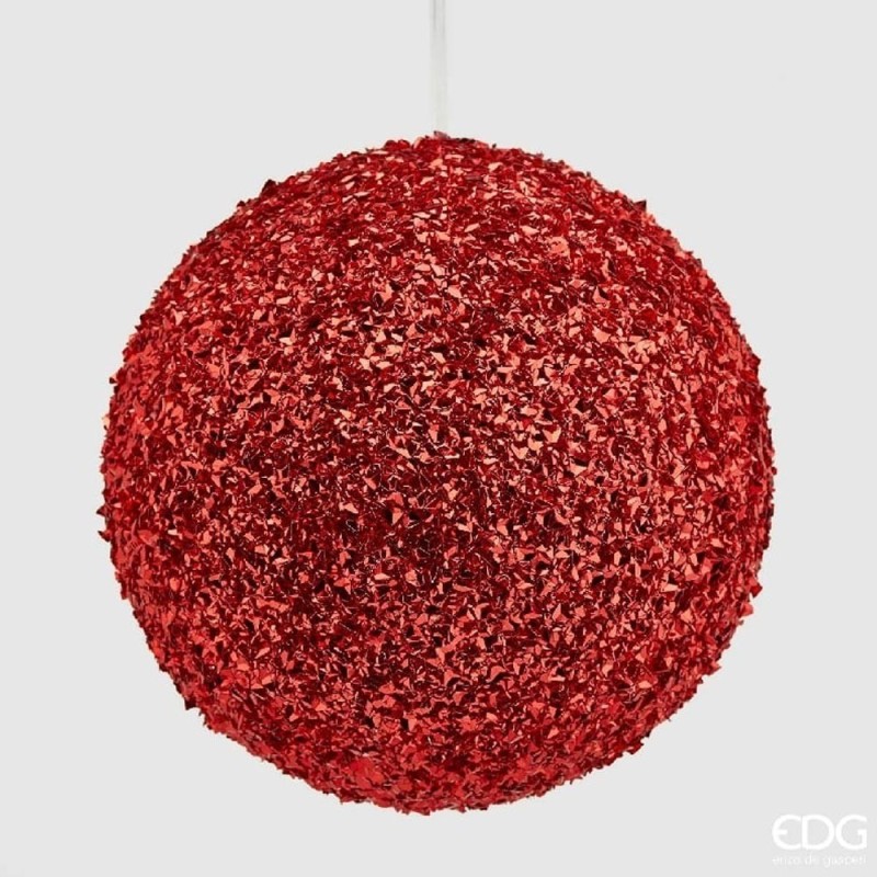 Palla di Natale Glitter in PVC Rossa Ø20 cm -...