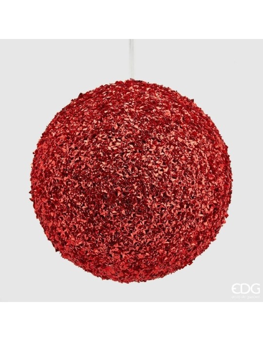 Palla di Natale Glitter in PVC Rossa Ø20 cm -...