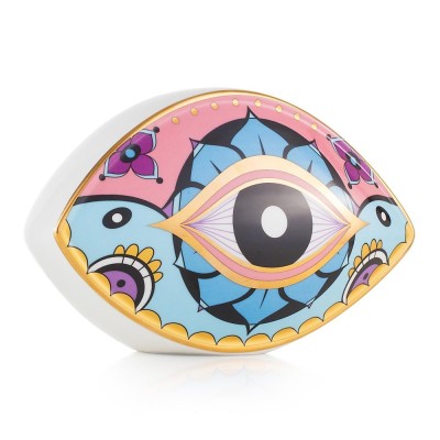 Fermacarte in Porcellana Emò Italia Egeo con Occhio Greco...