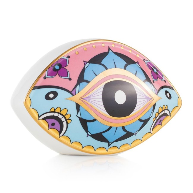Fermacarte in Porcellana Emò Italia Egeo con Occhio Greco Decorativo