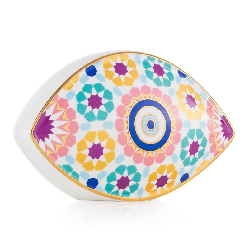 Fermacarte in Porcellana Emò Italia Egeo con Occhio Greco Decorativo