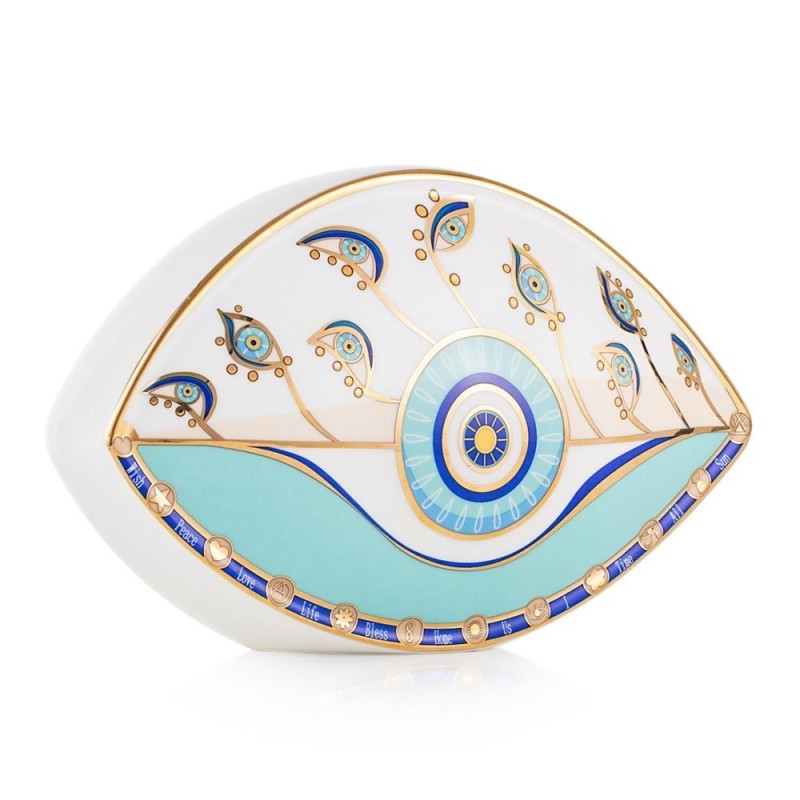 Fermacarte in Porcellana Emò Italia Egeo con Occhio Greco Decorativo