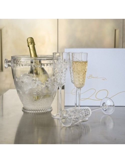 SET 4 FLUTE CHAMPAGNE E SECCHIELLO TRASPARENTE