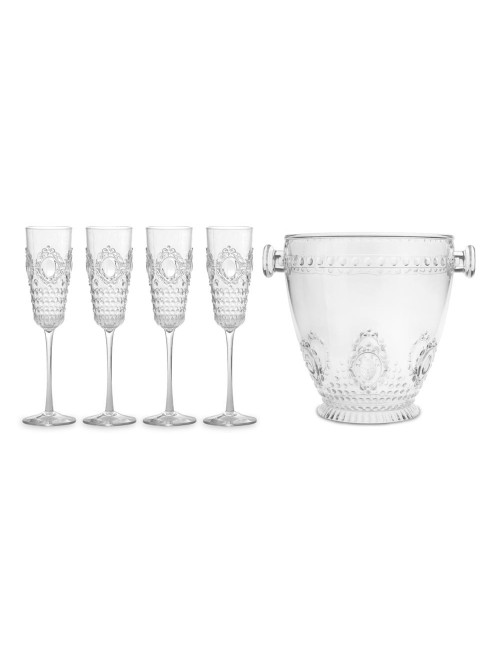 SET 4 FLUTE CHAMPAGNE E SECCHIELLO TRASPARENTE