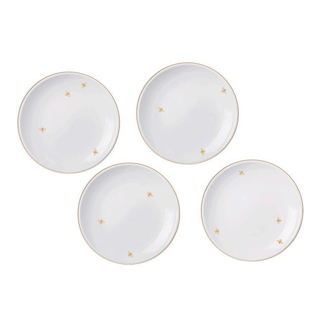 SET 4 PIATTI DOLCE API Bialetti Oro delle Api in Porcellana