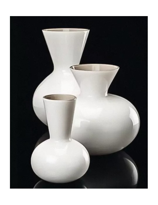 Vaso Idria Venini in Vetro di Murano Lattimo e...