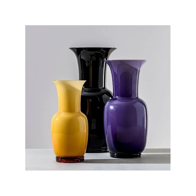 Vaso Opalino Nero Venini in Vetro di Murano –...