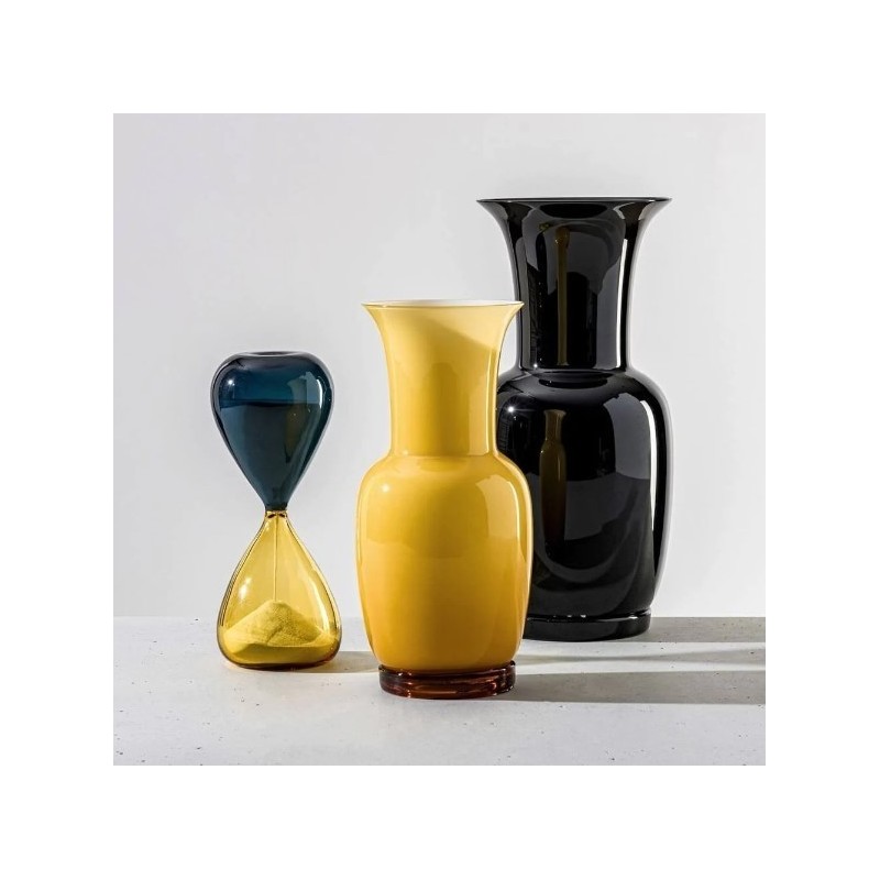 Vaso Opalino Nero Venini in Vetro di Murano –...