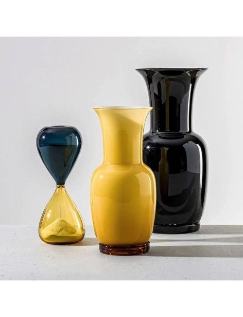 Vaso Opalino Nero Venini in Vetro di Murano –...