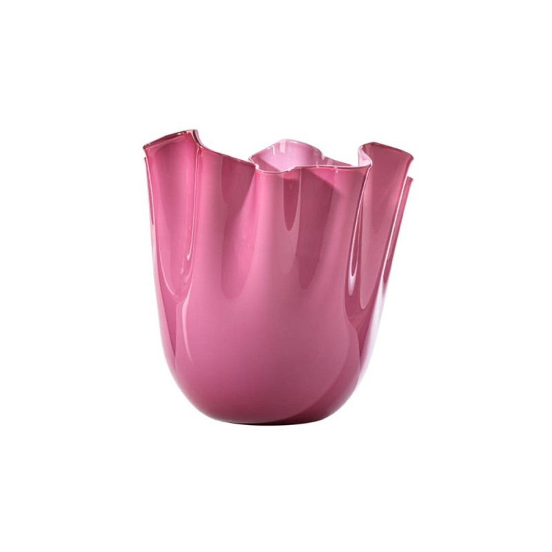Vaso Fazzoletto Venini Magenta Sabbiato con Interno Lattimo – Design Iconico