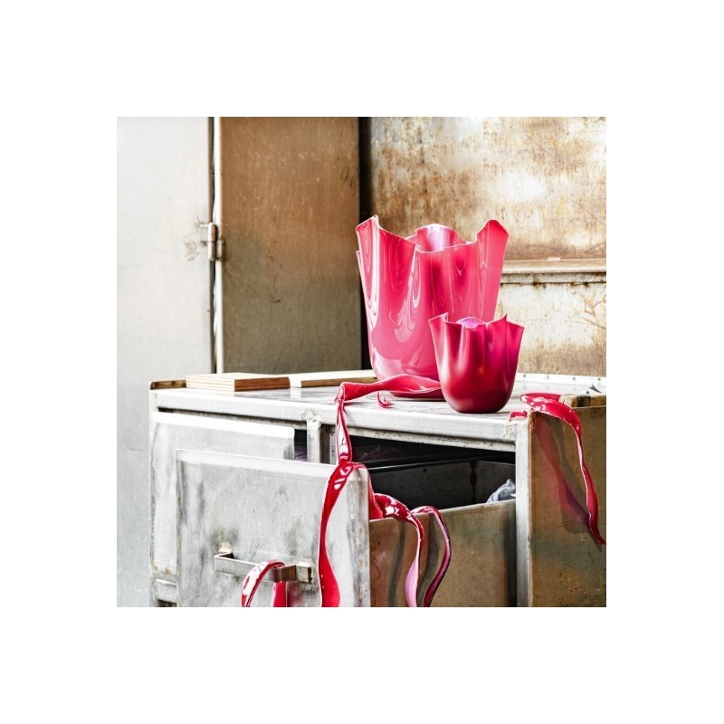 Vaso Fazzoletto Venini Magenta Sabbiato con...