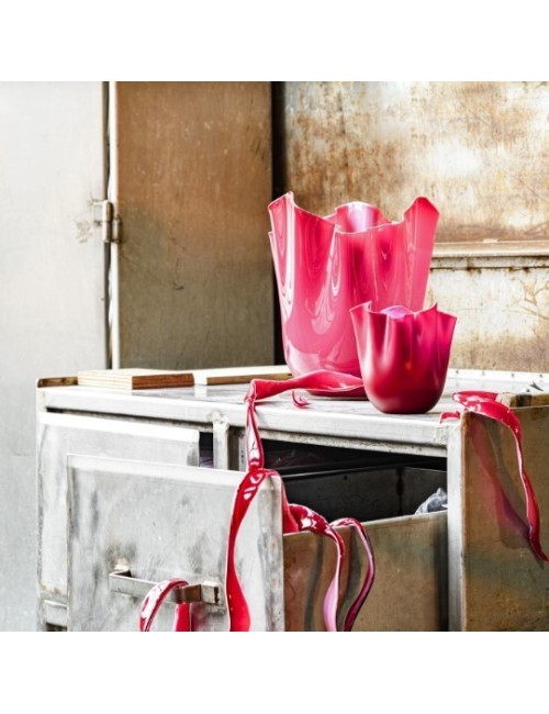 Vaso Fazzoletto Venini Magenta Sabbiato con...