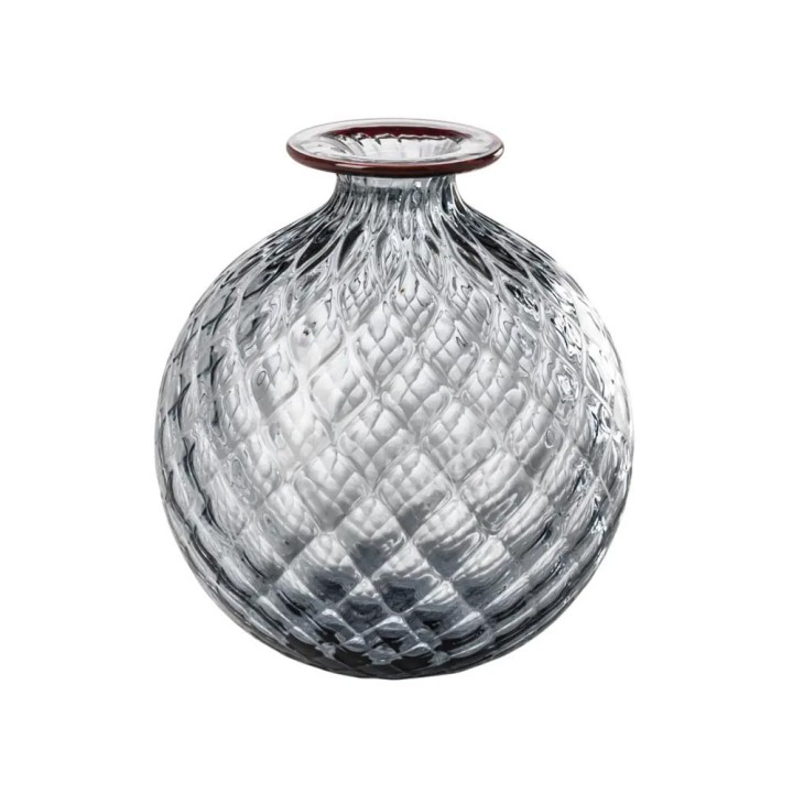 Venini Vaso Monofiori Balloton uva filo rosso alto 20,5 cm