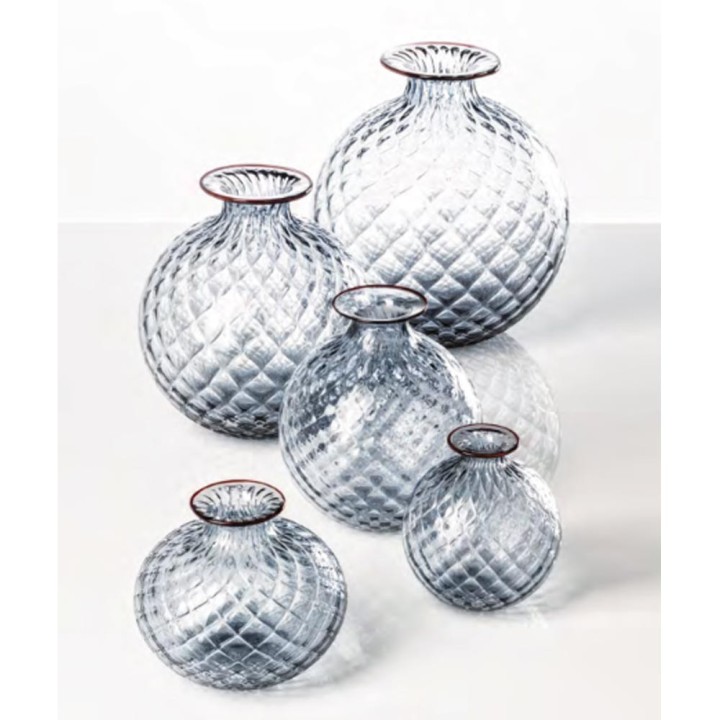 Venini Vaso Monofiori Balloton uva filo rosso alto 20,5 cm
