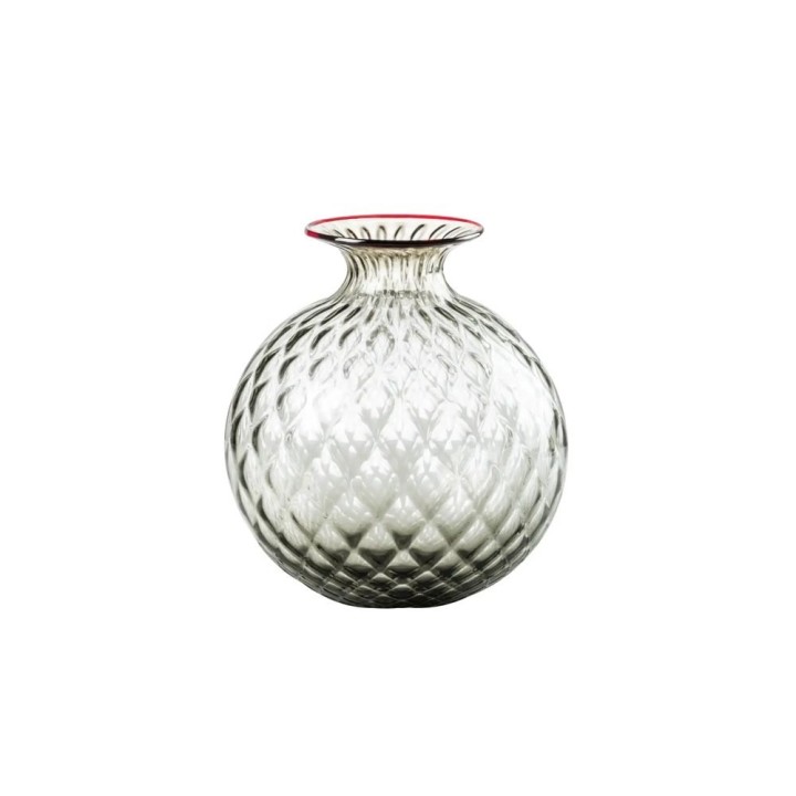 Venini Vaso Monofiori Balloton talpa filo rosso alto 12,5 cm