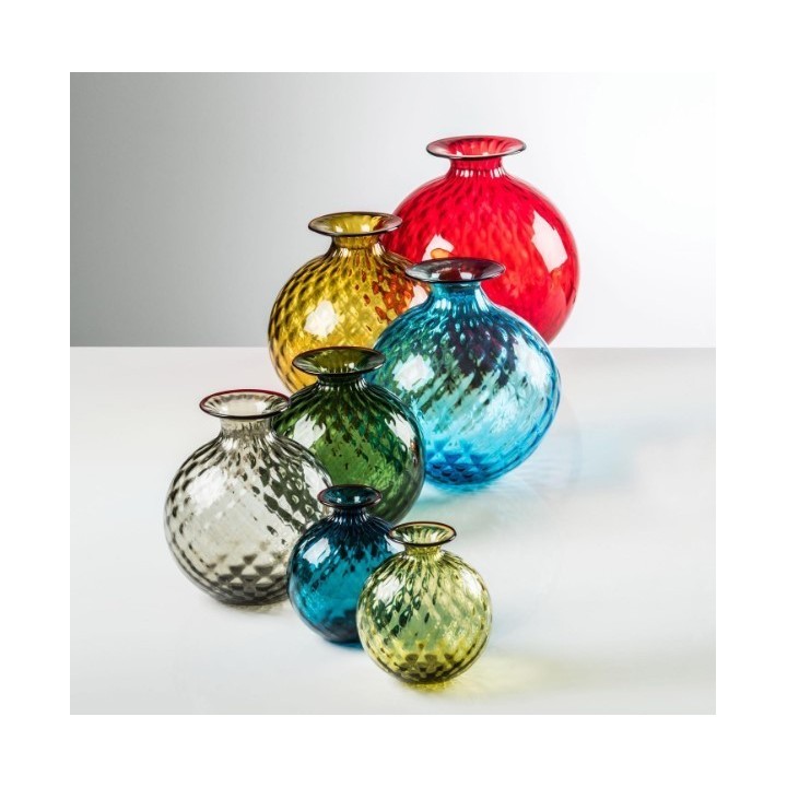 Venini Vaso Monofiori Balloton talpa filo rosso alto 12,5 cm