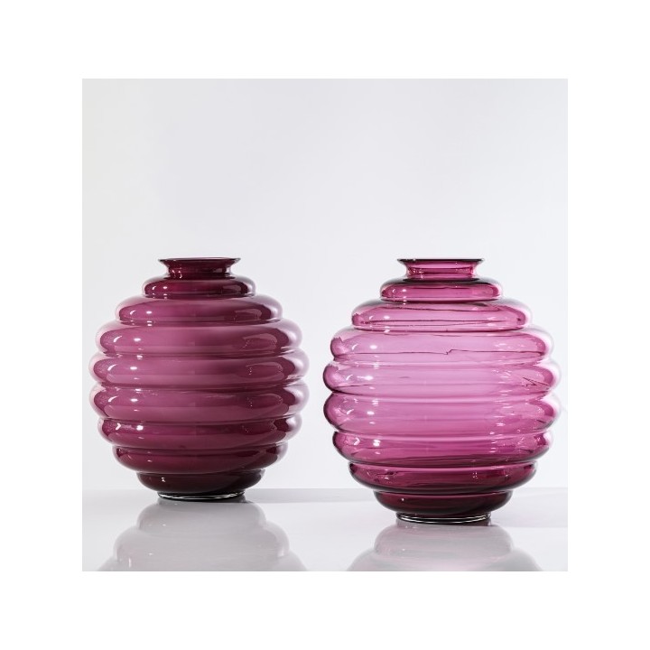 Venini Vaso Deco magenta trasparente alto 18 cm