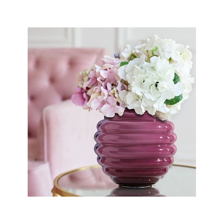 Venini Vaso Deco magenta con interno lattimo alto 29 cm