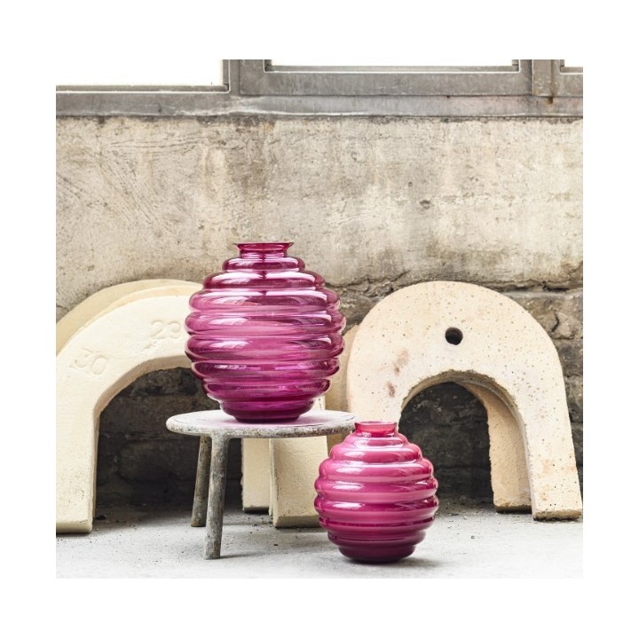 Venini Vaso Deco magenta con interno lattimo alto 29 cm