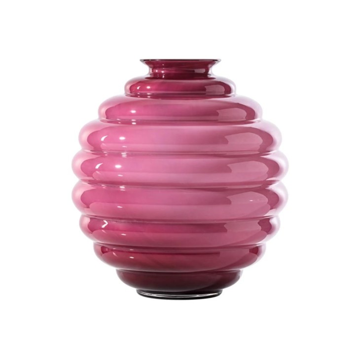 Venini Vaso Deco magenta con interno lattimo alto 29 cm