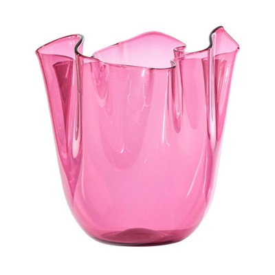 Venini vaso Fazzoletto Opalino magenta trasparente grande Ø23xH31cm