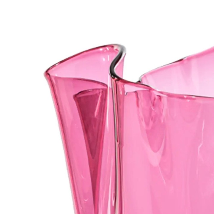Venini Vaso Fazzoletto magenta trasparente alto 31 cm
